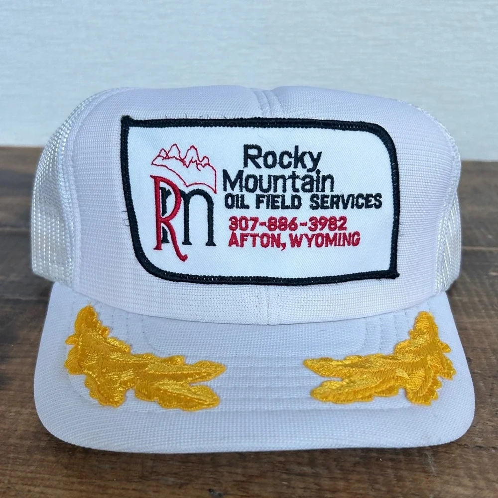 VTG Rocky Mountain Oil Field Services Trucker Hat White Mesh RN Logo Wyoming USA